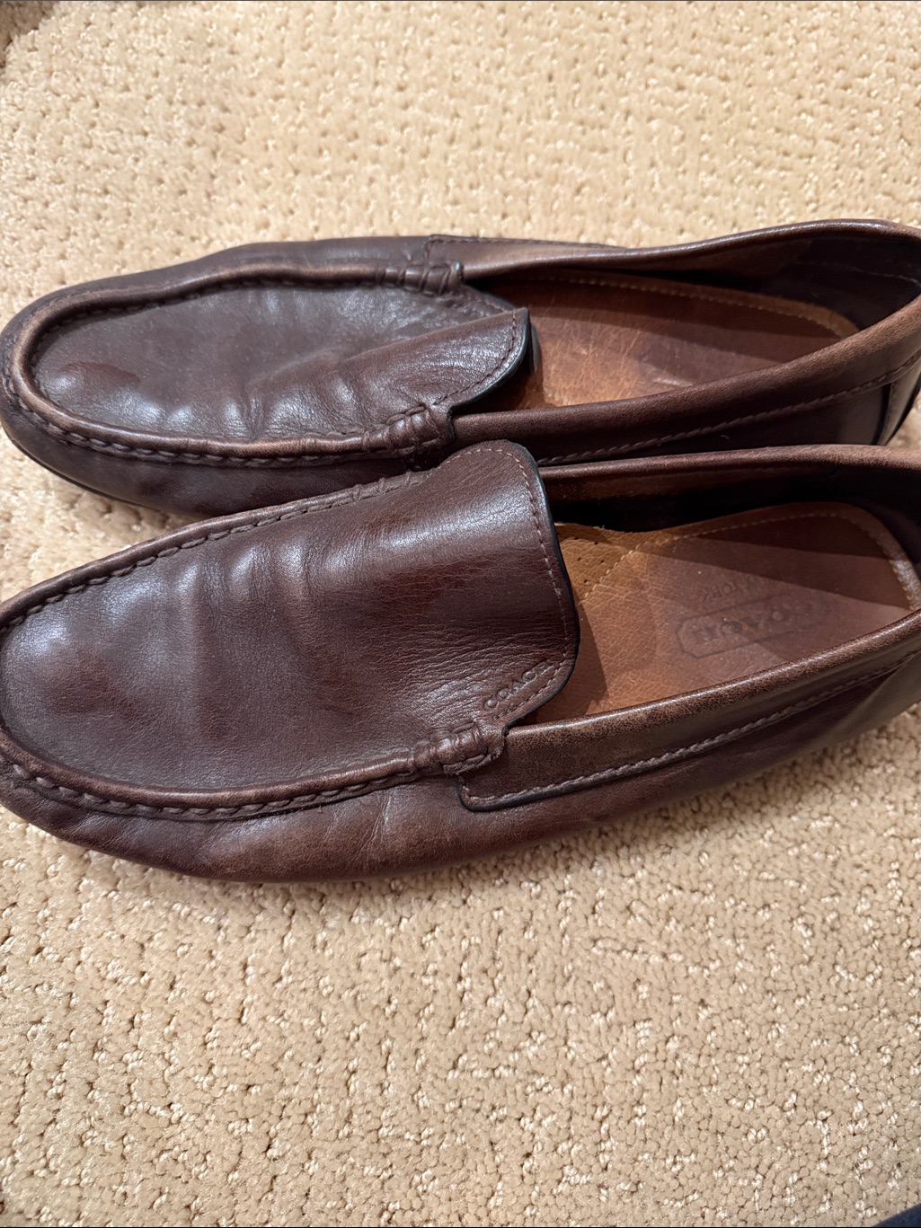 Coach Men's Brown Leather Slip-On Loafers